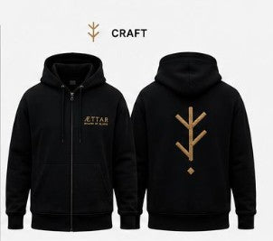 ÆTTAR Embroidery Zipped Hoodie - Axe
