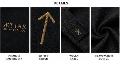 ÆTTAR Embroidery Hoodie – Black Runes & Axe