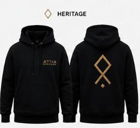 ÆTTAR Embroidery Hoodie – Black Runes & Axe