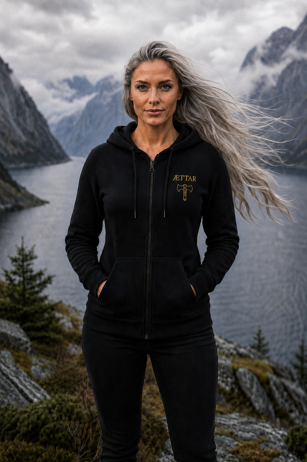 Ladies Zip Up Hoodie Viking Guardian