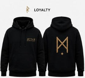 ÆTTAR Embroidery Hoodie – Black Runes & Axe