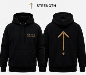 ÆTTAR Embroidery Hoodie – Black Runes & Axe